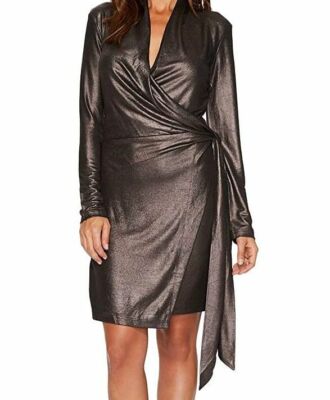 $284 Religion Womens Black Hope Long Sleeve Tie Waist Stretch Wrap Dress  Size XS | eBay