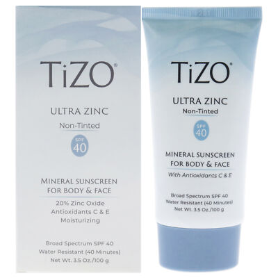 Ultra Zinc Body and Face Non-tinted SPF 40 by Tizo for Unisex - 3.5 oz Sunscreen