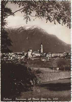BELLUNO - PANORAMA COL MONTE SERVA 1956