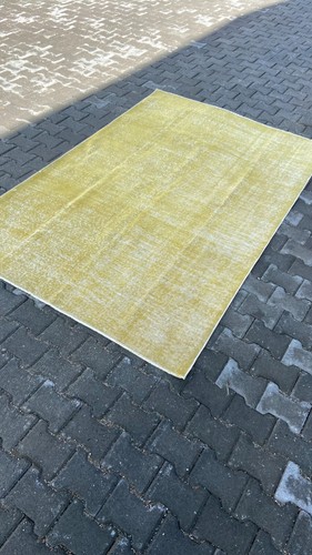 Vintage Large Rug, 5x8 ft Yellow Large Rug, Living Room Rug, Wool Handmade Rug - Bild 2 von 10