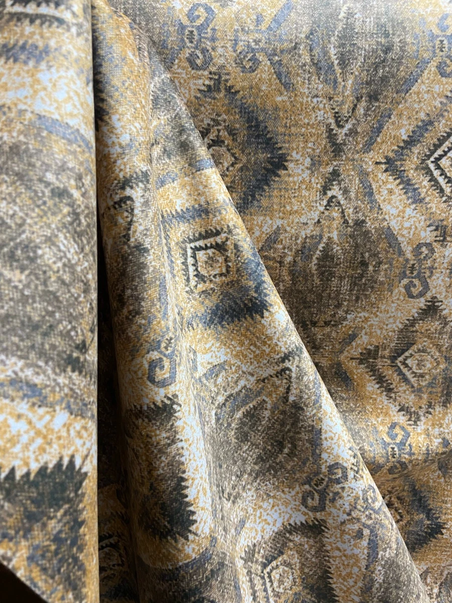 Aztec Design Velvet Fabric for Upholstery Chair Drape Craft Fabric By Yard Gold