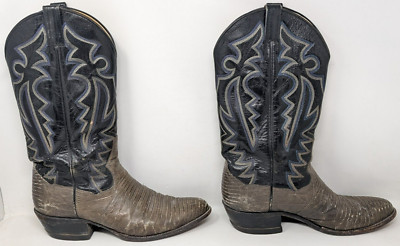 Vintage Panhandle Slim Sander Cowboy Boots Exotic Leather Lizard Skin Men s 10 D