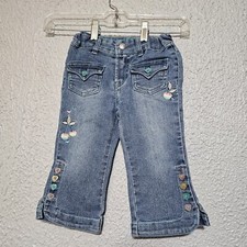 90s Vintage Levi's Jeans Toddler Girls Size 3T Embroidered Flare Slits Buttons