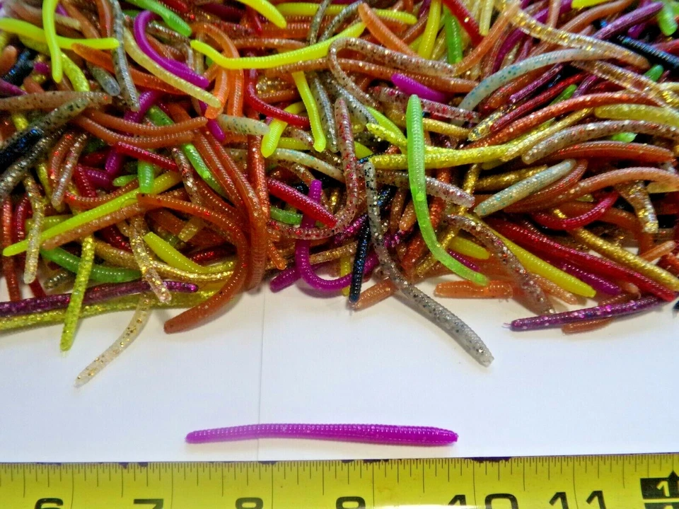 75 Assorted Colors TAPPERED TROUT/FINESS WORM Soft Plastic Fishing Lure Bait - Image 2 of 3