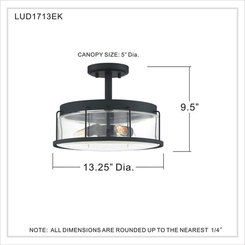 Quoizel Ceiling Light Indoor Industrial/Modern Semi-Flush Mount Clear Glass - Picture 6 of 7