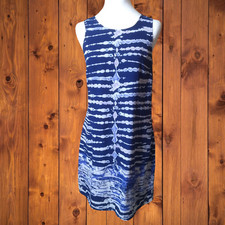 Saint Tropez West Women's Size 2 Zip Back Sleeveless Shift Dress Blue White