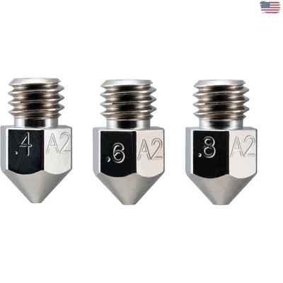 Wear Resistant MK8 Nozzle Set   TwinClad XT Plated A2 Tool Steel for 3D Printing