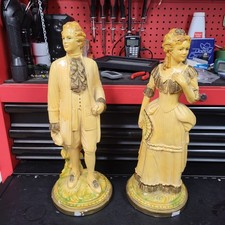 Vintage Chalkware Statue Victorian Mand And W...
