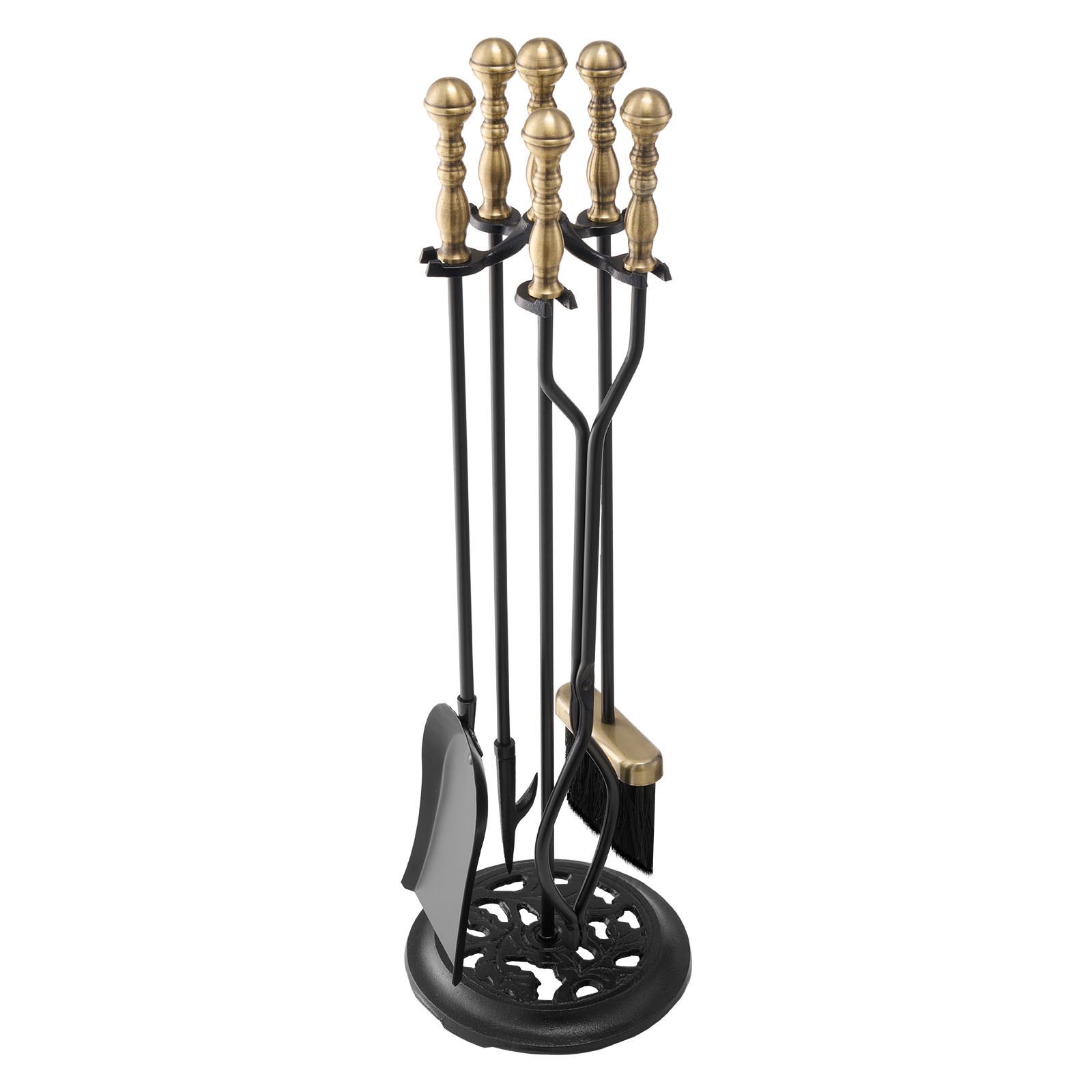 Tongs Shovel Brush Poker Black Brass