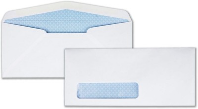 Quality Park, #10 Security Window Envelopes, Gummed, White, 500 per box (90130)