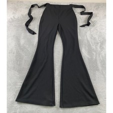 Windsor Womens Black High Waisted Flare Bell Bottom Pants with Side Ties Size S