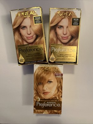 3 L'Oreal Paris Superior Preference Hair Color Dye 9GR Light Reddish Blonde  