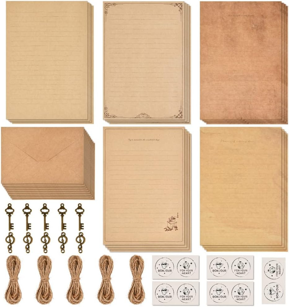 60 Pack Vintage Letter Writing Paper and Envelopes Set Vintage Stationary Paper