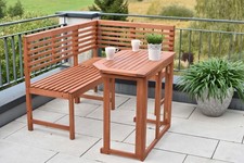 Gartenbank Balkon Eck Tisch Eukalyptusholz Parkbank Gartenmöbel Balkonmöbel Bank