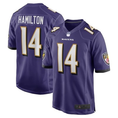 Men's #14 Kyle Hamilton Purple Player Game Jersey - All Stitched