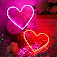 2 Pack Heart Led Neon Light Sign Battery Operated or USB Powered Bedroom Wedd...