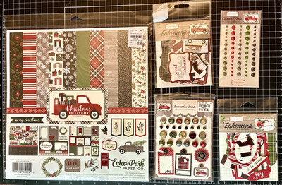 Carta Bella CHRISTMAS DELIVERY Collection Kit, Ephemera, Brads & Enamel Dots LOT