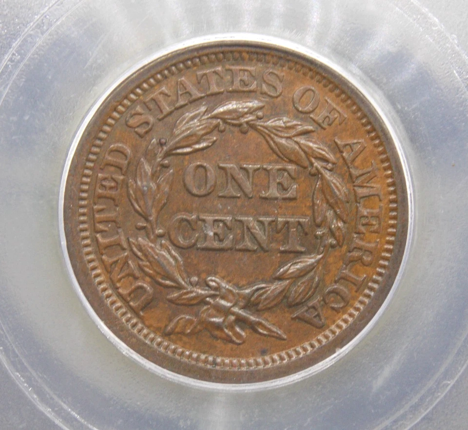 1853 Braided Hair Large Cent 1c ICG MS63 BN #401 Unc BU Uncirculated ECC&C, Inc. - Image 2 of 4