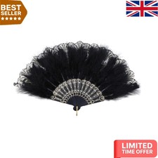 Elegant 1920s Vintage Style Feather Hand Fan - Perfect for Parties & Weddings