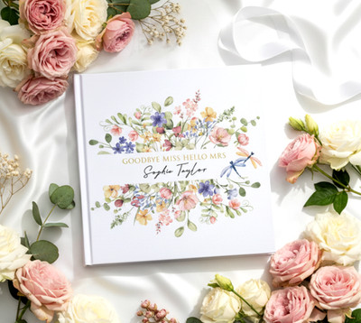 PERSONALISIERTES Blumen Hochzeit Braut GÄSTEBUCH / Junggesellinnenabschied SAMMELALBUM ERINNERUNGSALBUM