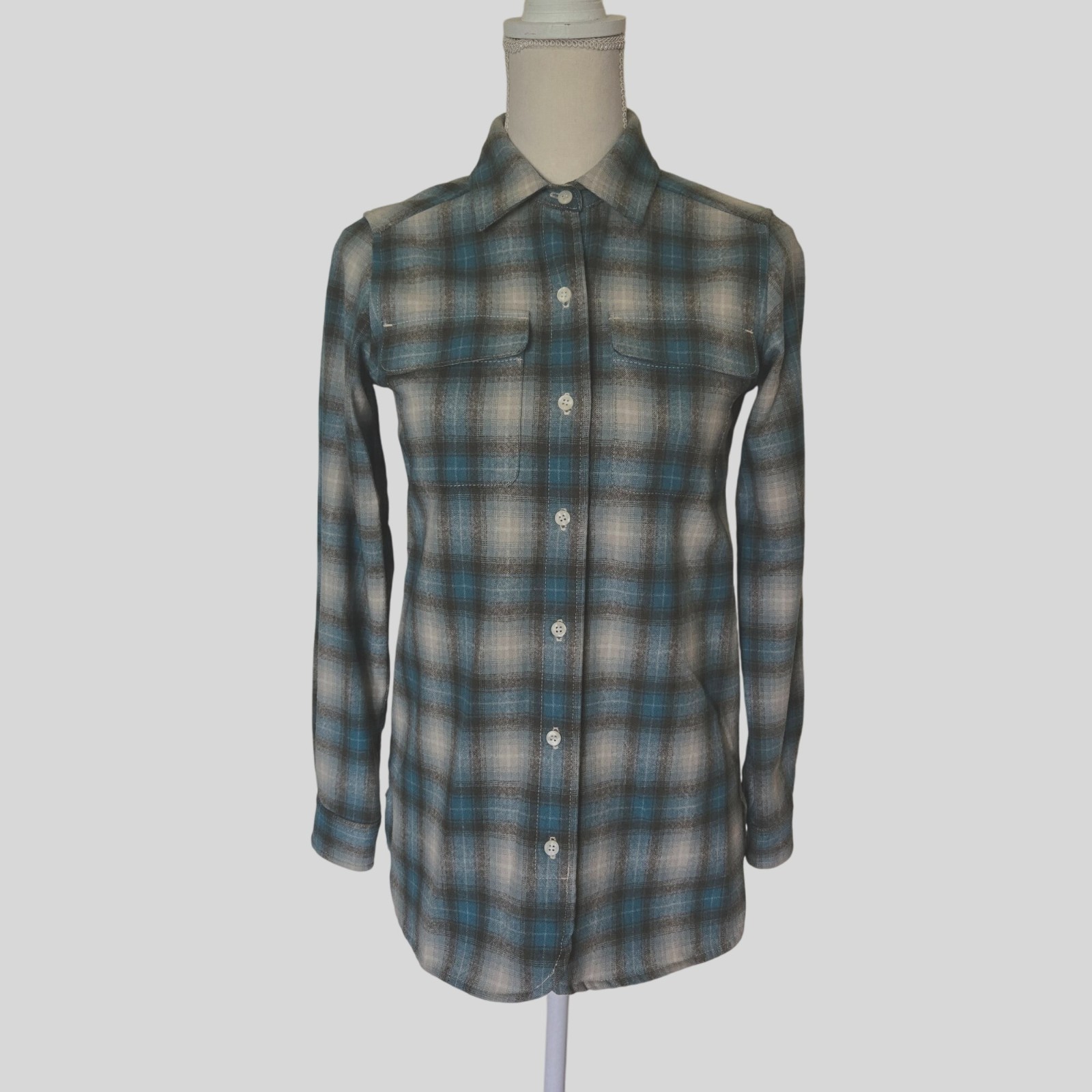 Pendleton Wool Board Blue Gray Plaid Flannel Shir… - image 1