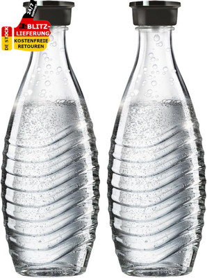 2 Sodastream 0,7L Glaskaraffe Spülmaschinenfest Kompatibel Mit Crystal & Penguin