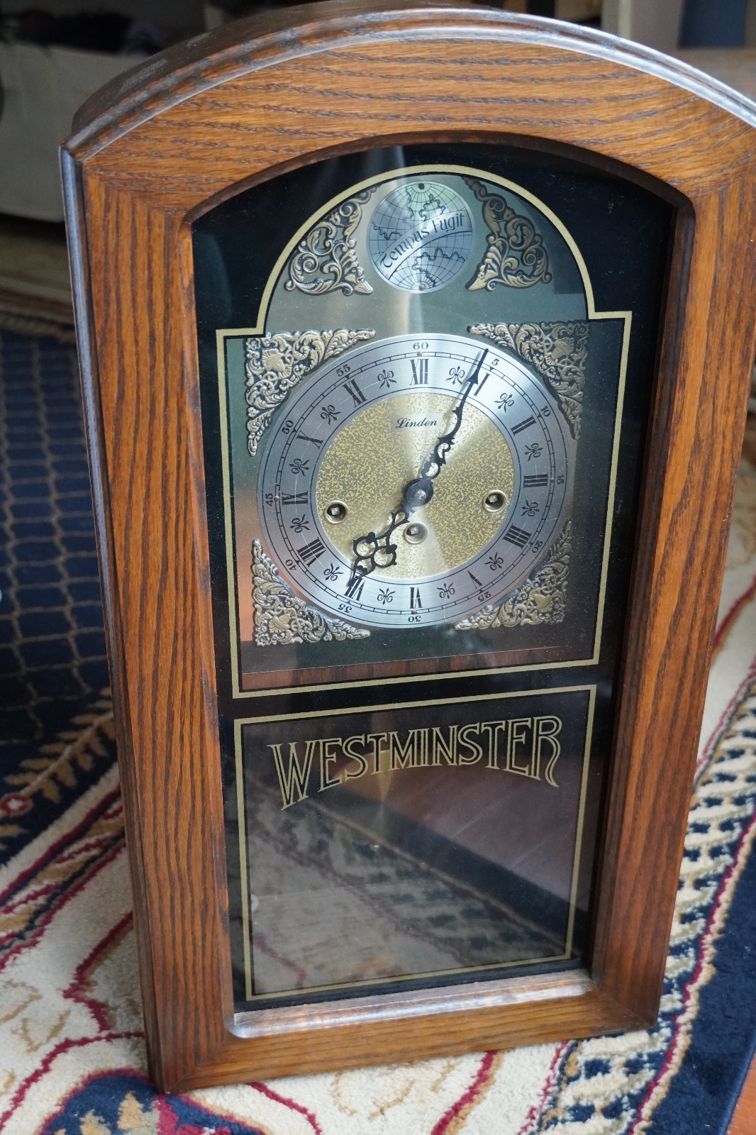 Vintage Linden Tempus Fugit Wall Clock Westminster