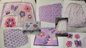 Plum Butterfly Crib Bedding 7 piece set, Tiddliwinks, with an AmyCoe carrier