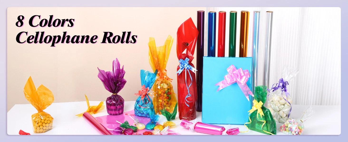 8 Rolls Colored Cellophane Wrap Extra Wide 34In x 10Ft image 7
