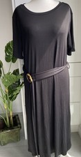 bnwt CIDER Midi/Maxi Dress Size 1XL (18) Black Belted Soft Rib Fabric Pull On