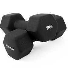 Set of 2x5 Neoprene DUMBBELLS Pair of Non-Slip Weightlifting Metal Core Weights