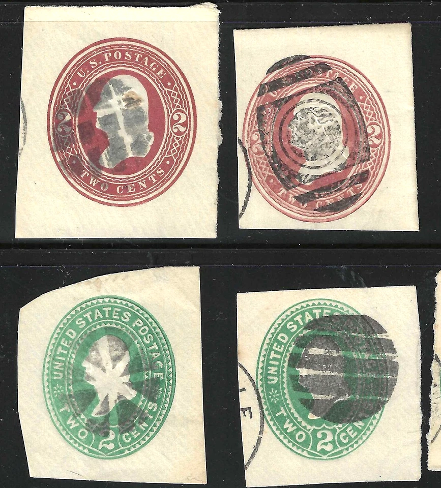 6 Geometric Fancy Cancels 2 & 3 Cent Washington Postal Stationary Corner US69B53 - Image 2 of 3