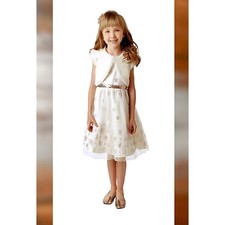 Jona Michele Girls' Formal Holiday Dress w/ Matching Bolero-Cream/Ivory Size:8