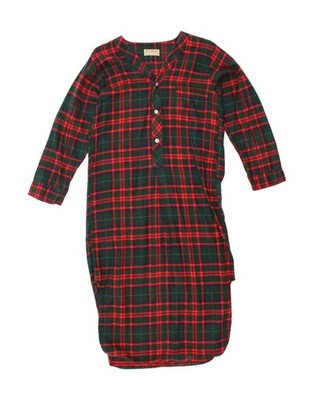 L.L.BEAN Damen Langarm Shirtkleid UK 12 Medium grün kariert CP40
