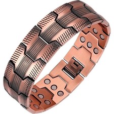 Men's Copper Bracelet,3X Strength 99.99 Copper Magnetic Adjustable Length