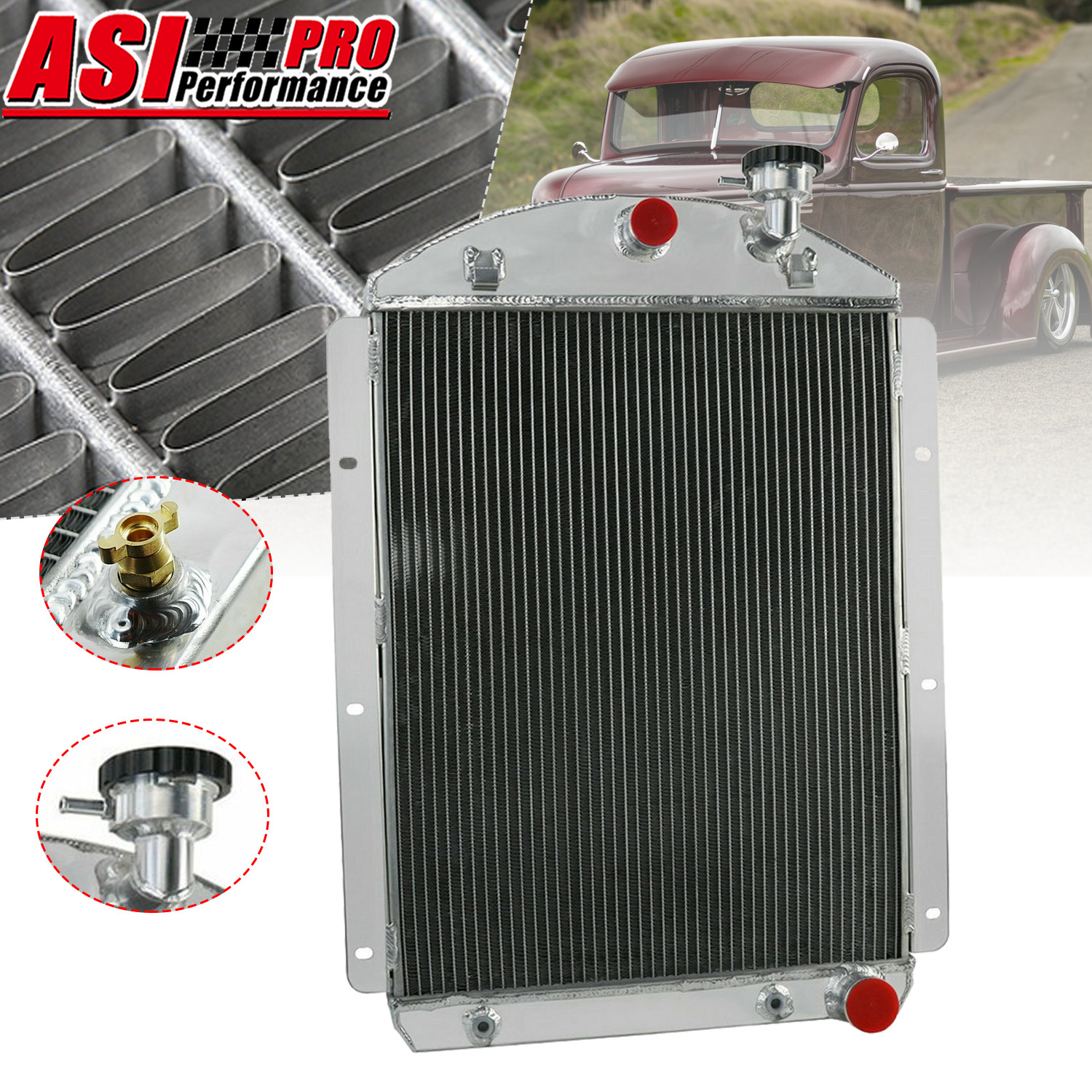 4-ROW Aluminum Radiator For 1941-1946 Chevrolet Pickup Truck V8 Small Block NEW
