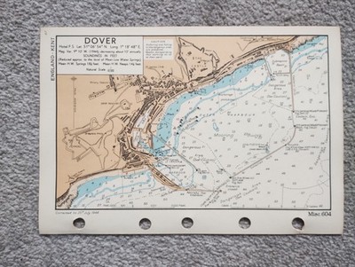 Dover  Kent - 1943 Vintage Admiralty Royal Navy Map (Seller Ref D2)