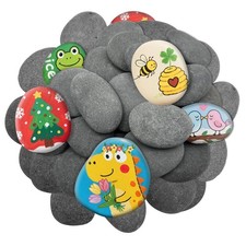 26PCS River Rocks for Painting 2-3 Inch Flat Smooth Rocks to Paint Alphabet N...