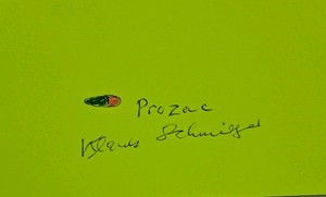 Sketch of Prozac Inventor Klaus Schmiegel Authentic Autograph Historic Rare