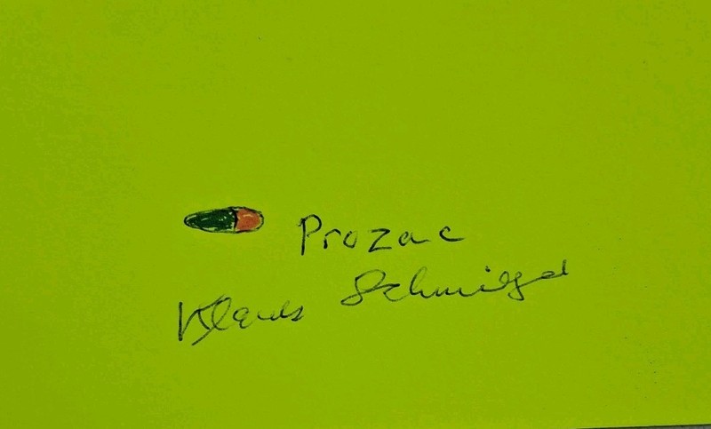 Sketch of Prozac Inventor Klaus Schmiegel Authentic Autograph Historic Rare