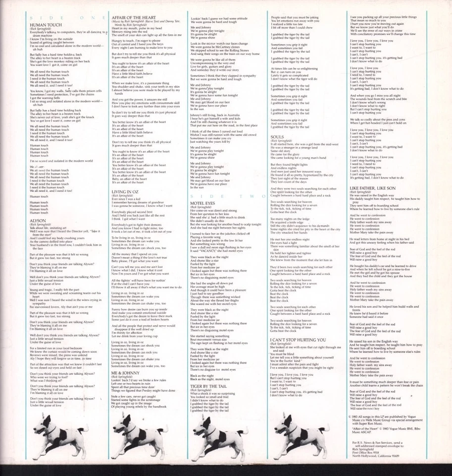 Rick Springfield Living In Oz LP vinyl Germany Rca 1983 with inner sleeve - Image 3 of 4