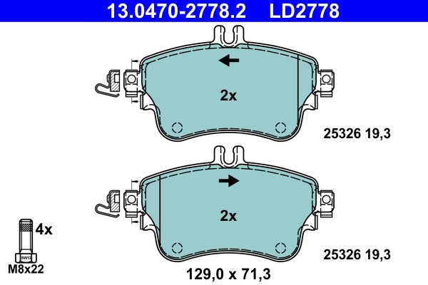ATE 13.0470-2778.2 Bremsbelagsatz, Scheibenbremsen FüR MERCEDES-BENZ-image