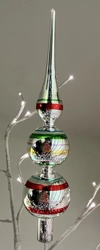 Kurt Adler Glass Tree Topper 12"  3 Tier Early Years Christmas Vintage w/Box