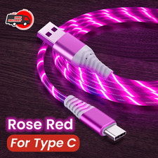 MVQF 5A Fast Charging LED Cable Type C Micro USB Glowing Flowing Light Data Cord