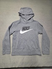 Nike Pullover Hoodie Sweatshirt Sz L Youth Unisex Kids Logo Hooded Pockets Gray