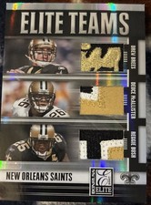 2007 ELITE TEAMS #1/25 SAINTS McAllister Drew Brees Reggie Bush Game Used LOGO