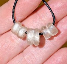 Rare European Mandrel Wound White Glass Siamese Twin Beads Found African Trade