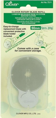 CLOVER Rotary 60mm Blade Refill, 5 EA,Quilting Tools & Equipment, Silver