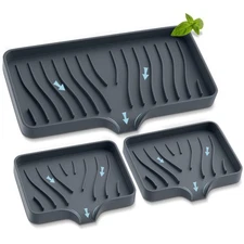 Silicone Sponge and Soap Holder, Self Draining Kitchen Caddy Sink Organizer w...