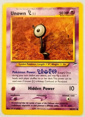 2000 Pokemon TCG Unown L 86/105 Regular NEO Destiny Wizards otC Excellent-NM/M